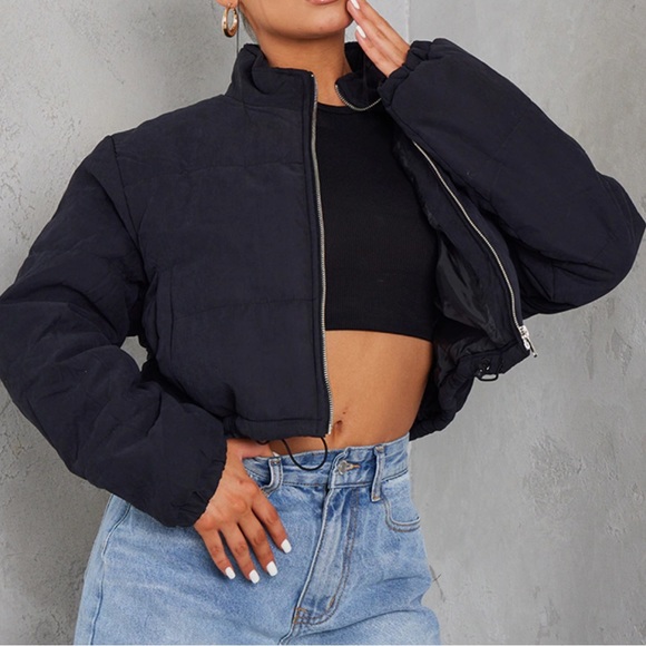 PrettyLittleThing Jackets & Blazers - Black Cropped Puffer